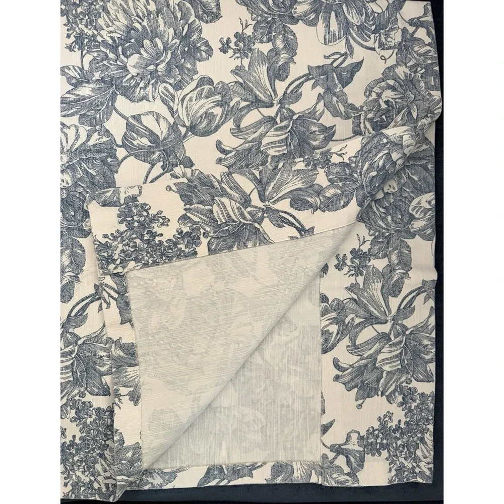 Vintage Waverly Garden Room Toile Blue Floral Curtain Panel 42 X 84 Single 1 PC